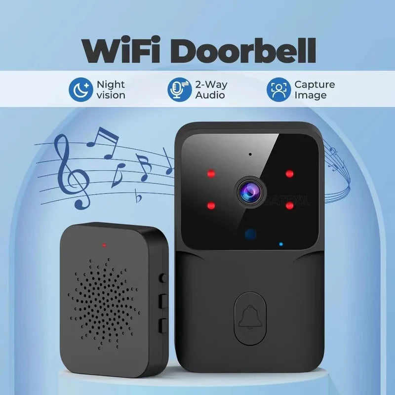 Wireless door bell with video Sound detector and two -way movement