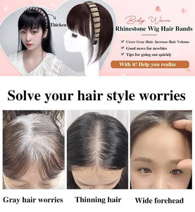 Volumizing Rhinestone Wig Hair Bands for Covering Gray Hair