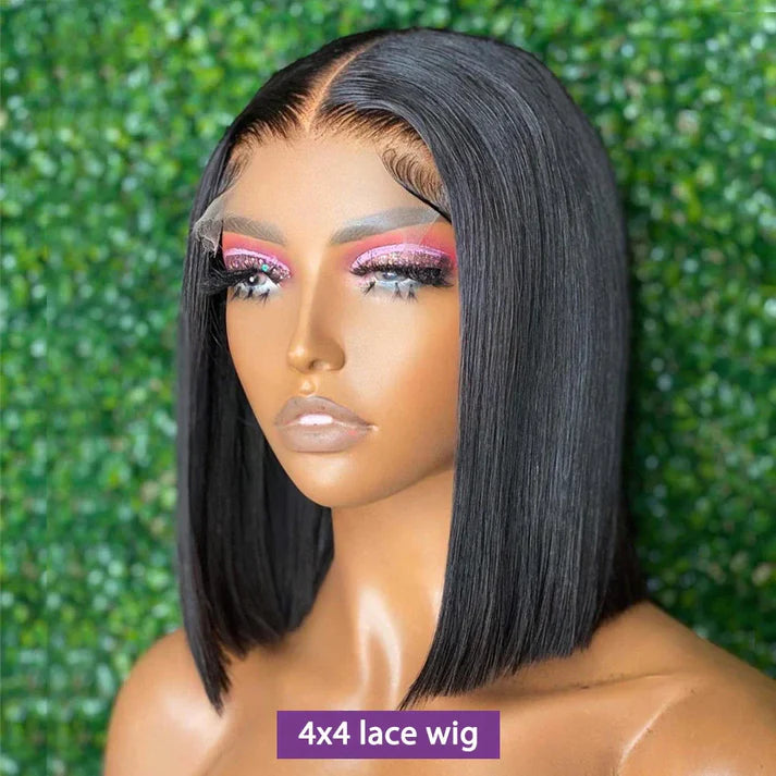 🔥4x4 Lace Closure Straight Bob Wig Human Hair 200% Density