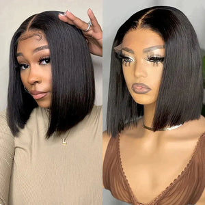 4x4 Lace Closure Straight Bob Wig Human Hair 200% Density