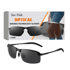 Jue-Fish Optical Sensing Technology Glasses Indoor and Outdoor Universal Anti-UV Glasses Clear Vision Non-Slip