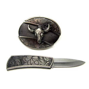 🔥LAST DAY 50% OFF🔥Men's personalized calf head belt buckle with knife