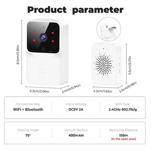 Wireless door bell with video Sound detector and two -way movement