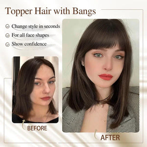 Natural Hair Toppers With Bangs For Women Adding Hair Volume Topper