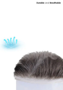 Men's Hair Replacement System with Natural Lace Front and Skin Perimeter with small size 7×9