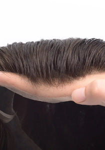 Men's Hair Replacement System with Natural Lace Front and Skin Perimeter with small size 7×9