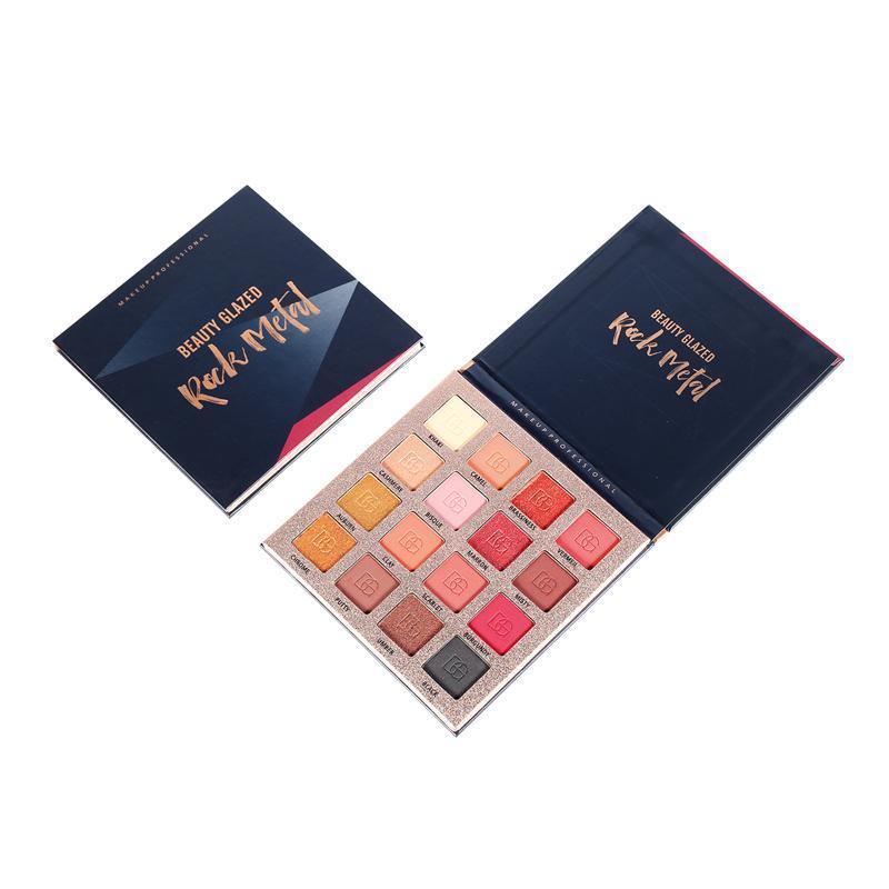 Beauty Glazed Rock Metal 16 Colors Eye Shadow Palette