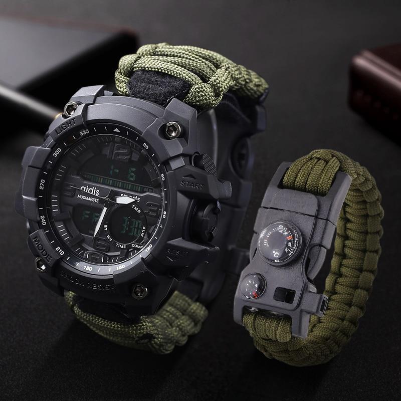 Survival LED Military Waterproof Watch With Multi Functions