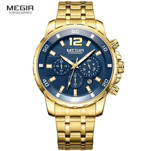 Megir Men's Gold Stainless Steel Quartz Watches