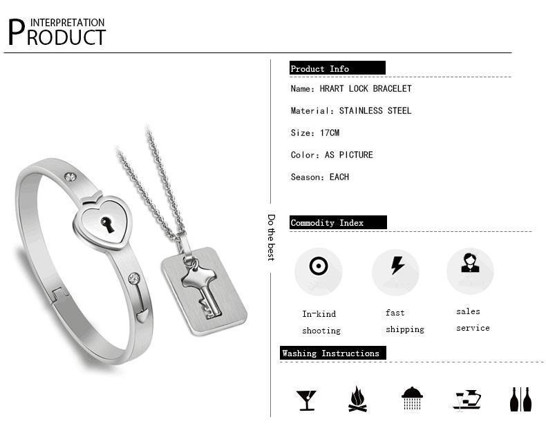 LOVE LOCK BRACELETS WITH KEY PENDANT NECKLACE